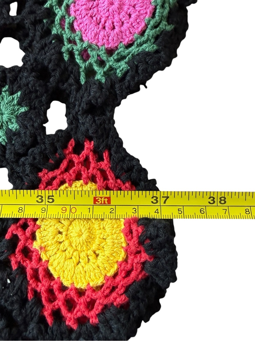 H&M Coachella Crochet Mini Dress Boho Festival Ibiza Granny Square Colorful Sz 6 - Picture 9 of 11